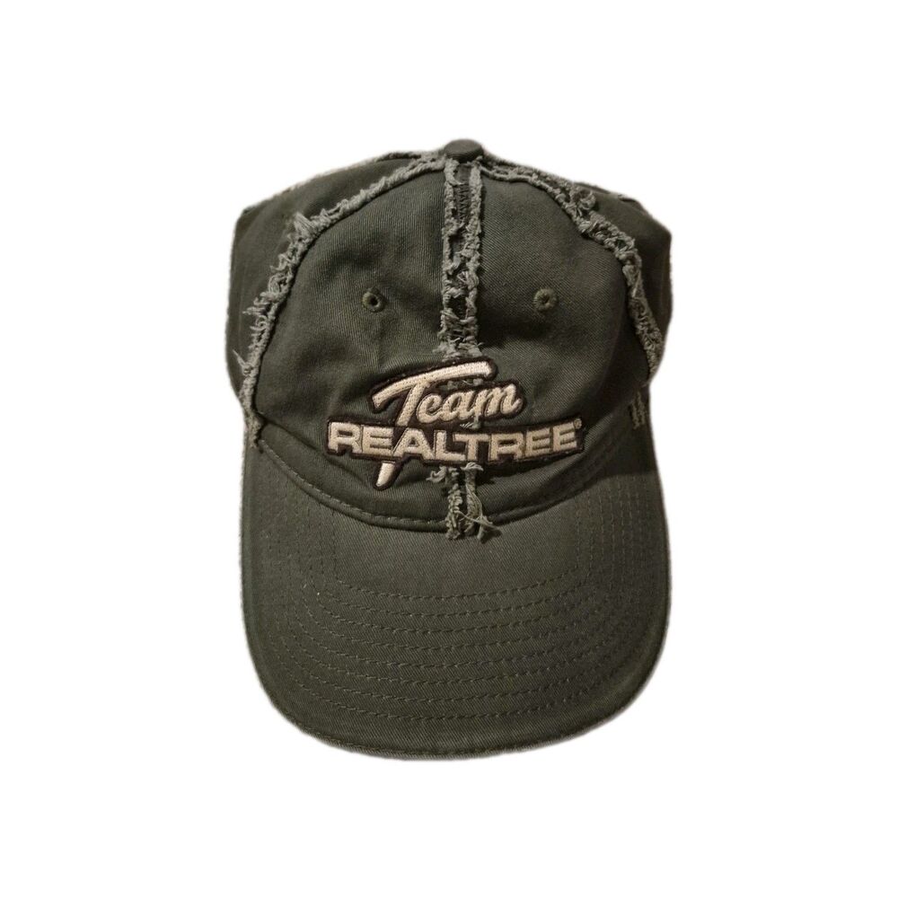 Team Realtree Green Camo Adjustable Hat Cap Distressed 100% Cotton